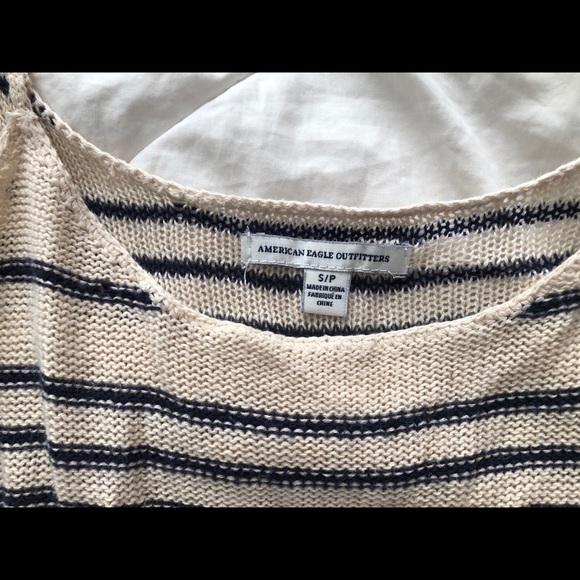 Beige and Navy Striped Knit Tank Top - Picture 3 of 3